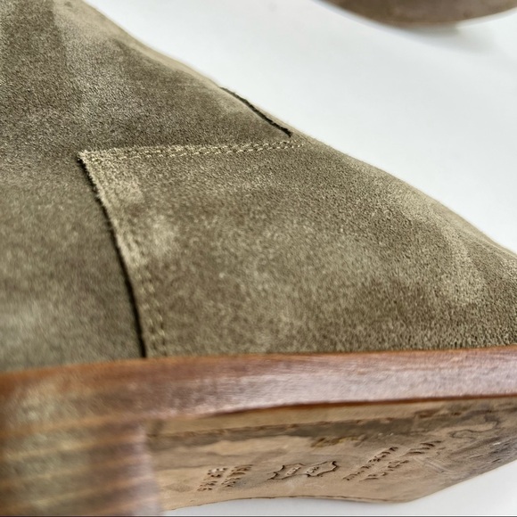 𝅺VIA SPIGA Baxter Suede Smokey Grey Green Almond Toe Leather Ankle Western Boot - Picture 12 of 15